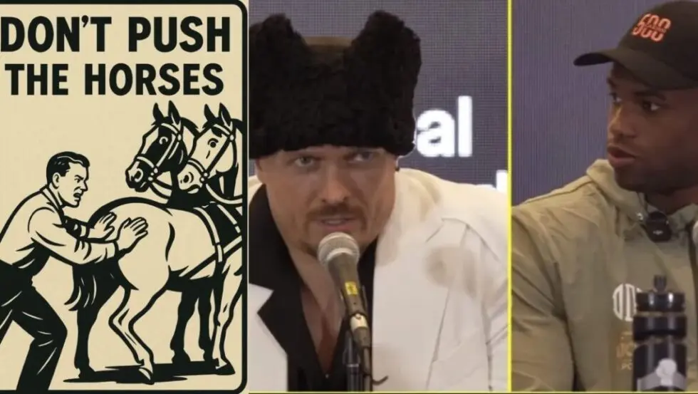 Unified heavyweight champion Oleksandr Usyk turned the phrase Don’t push the horses into a viral meme at a Frankfurt press conference, mixing culture, humour and boxing.