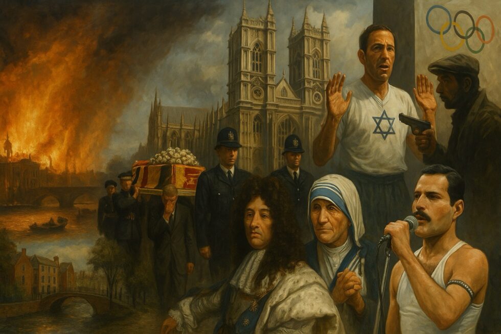 Discover what happened on 5 September in Westminster & Pimlico, Britain and the world: Great Fire of London, Diana’s funeral, Munich tragedy, UN women’s rights, famous birthdays like Freddie Mercury & Louis XIV, folk traditions and quotes.