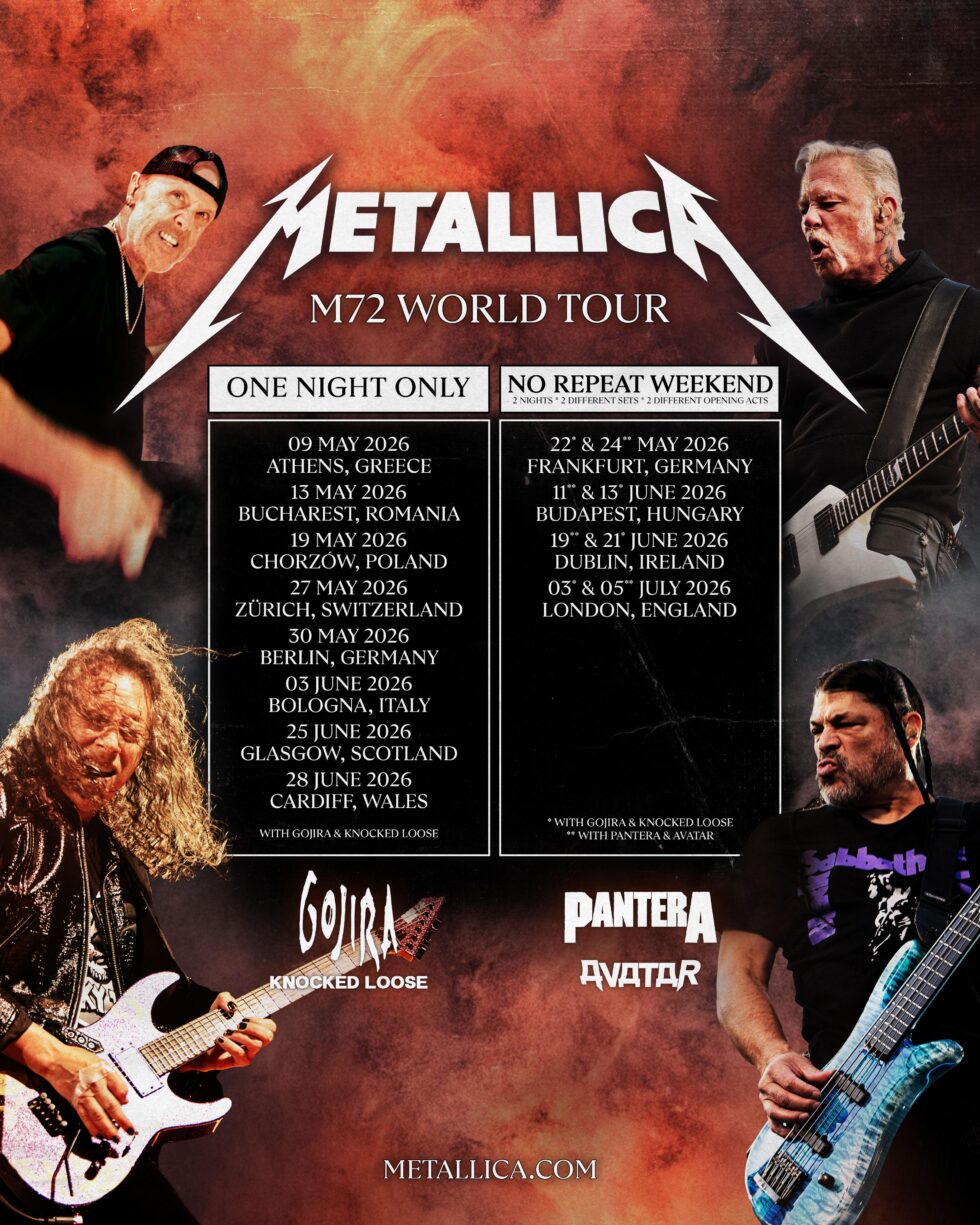 Metallica M72 World Tour 2026: London, Dublin, Cardiff & Glasgow Dates Announced