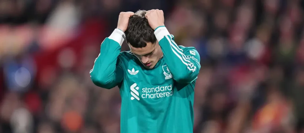 Liverpool lose 3–2 to Brentford, their fourth straight defeat. Florian Wirtz again disappoints as The Times calls him a “passenger without killer instinct.”
