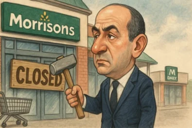 Morrisons will close 145 locations, including 52 in-store caf&eacute;s and 17 Daily stores, to cut costs and reinvest in growth. CEO Baitieh confirms plan.