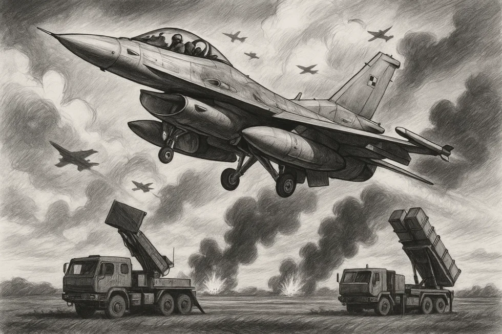 Poland scrambles F-16s and an early-warning aircraft after new Russian strikes on western Ukraine. Air-defence and radar systems raised to maximum readiness.