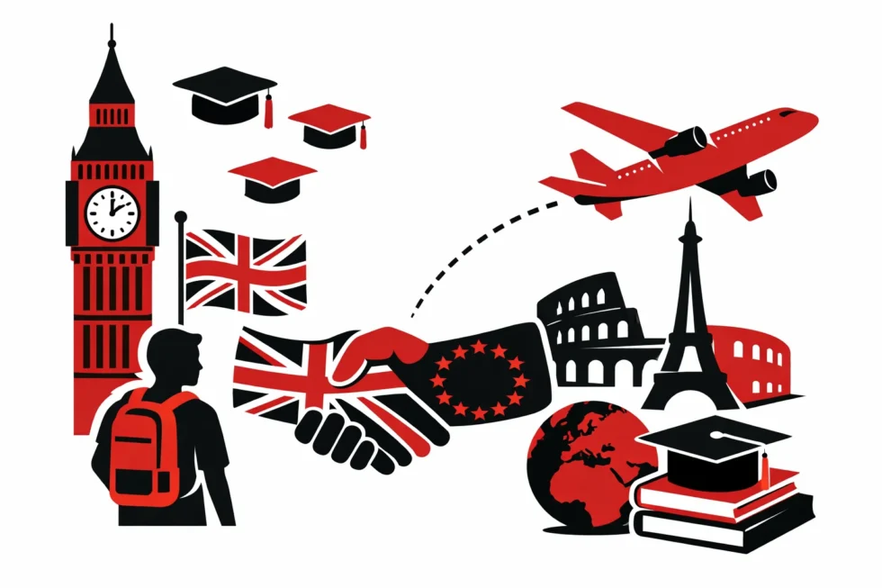 Britain will rejoin the EU’s Erasmus+ programme from 2027, restoring student exchange, funded study abroad, training and youth mobility for UK universities and post-Brexit education policy.
