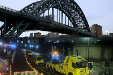 The Tyne Bridge, connecting Newcastle and Gateshead, was closed for hours due to a police incident, causing major rush-hour delays. One person was taken to the hospital.