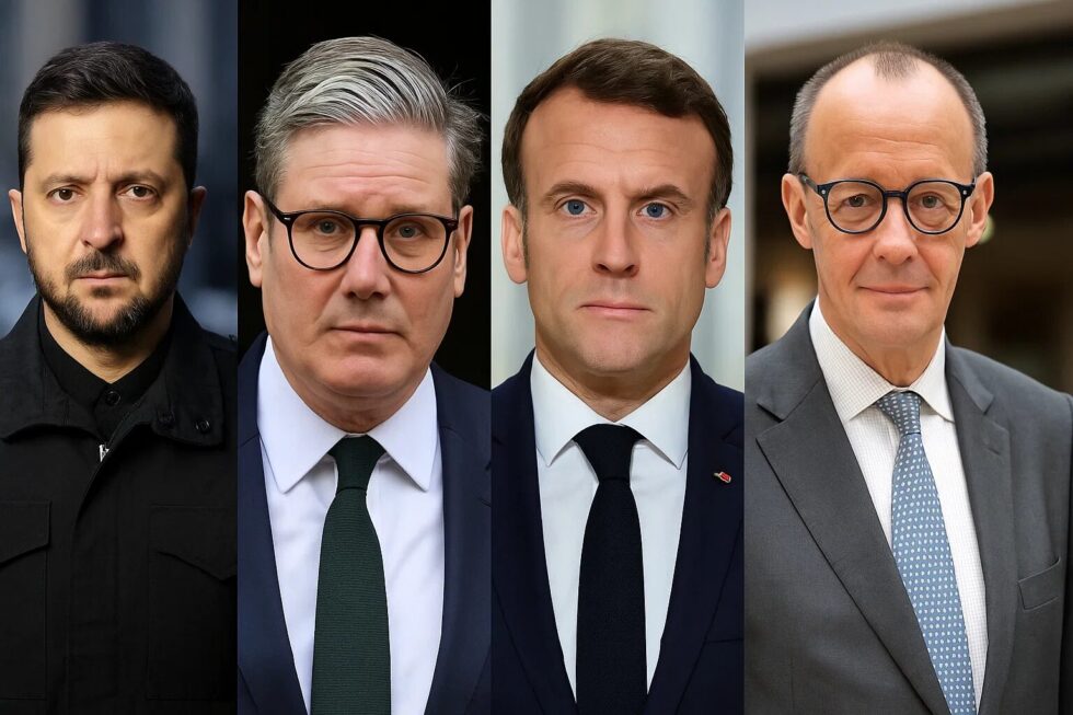 E3 leaders (Starmer, Macron, Merz) meet Zelenskyy in London to discuss the war in Ukraine. Talks focus on territory and US pressure for a quick peace deal.