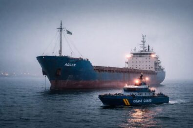 Sweden detains a sanctioned Russian cargo ship near H&ouml;gan&auml;s as customs and security services inspect its cargo and ownership under EU sanctions rules.