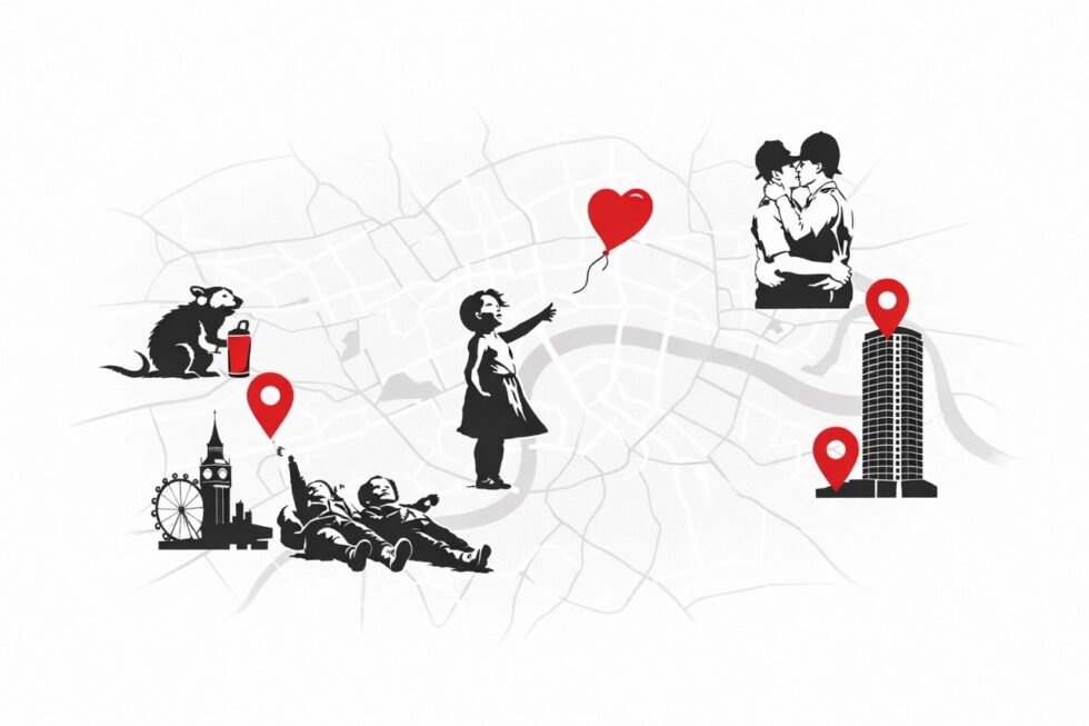 Banksy returned to London in December 2025 with new murals in Queen’s Mews W2 4BZ and Centre Point WC1A 1DB. Find where they are, what they mean and who Banksy is.
