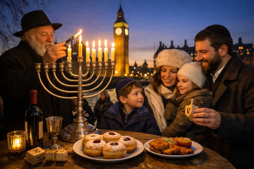 Hanukkah ends after sunset on 22 December. London marks the final night with public menorah lightings across the city, alongside community events reflecting the meaning and traditions of the festival.