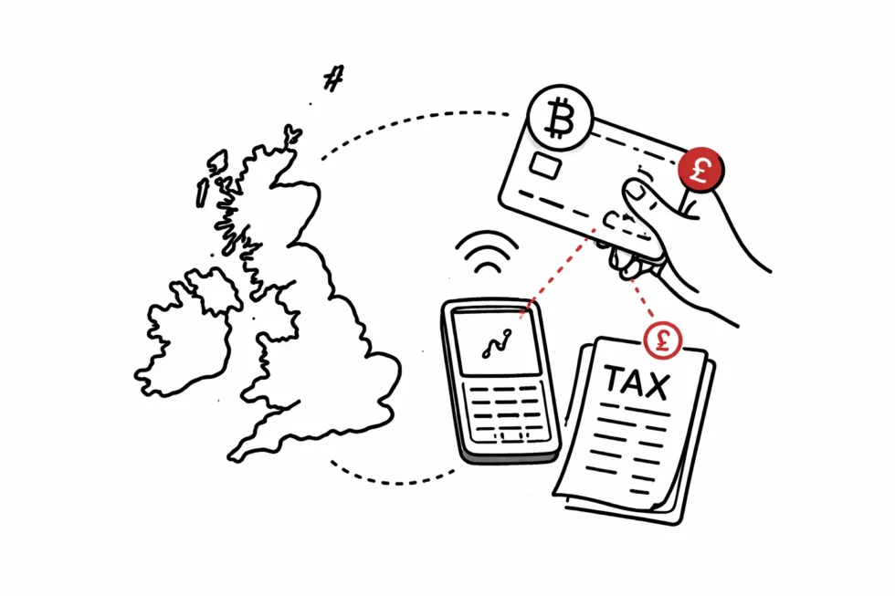 London crypto cards explained: what you can and can’t pay for, instant GBP conversion, HMRC tax rules, FCA regulation, UK bank limits and the real value of crypto cashback in Britain.