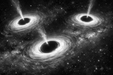 Black hole researchers have identified a rare triple supermassive black hole system where three galaxies are merging, revealing how cosmic giants grow, emit powerful jets and reshape the structure of the universe
