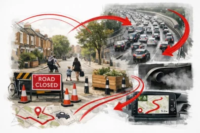 Islington&rsquo;s Low Traffic Neighbourhood has closed a key north London road, forcing thousands of vehicles onto longer routes and adding 1.4 million miles of traffic and hundreds of tonnes of CO₂ each year.