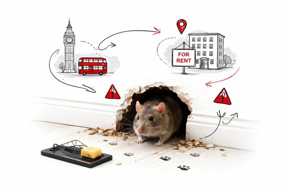 How to rent a flat in London without rats in 2026. Learn which buildings, basements and bin stores increase infestation risk and how to check a property before signing a tenancy.
