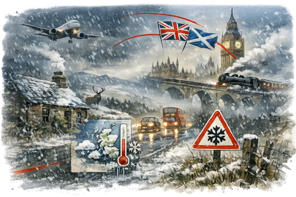 Wetter Schneefall hits Britain and Scotland on 4 January as Arctic air brings snow, frost and ice