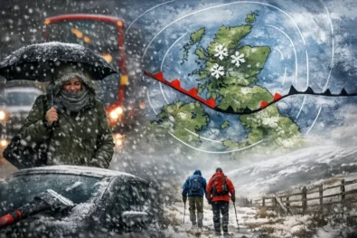 Wetter Schneefall affects Britain and Scotland on 4 January with snow in northern Scotland, widespread frost, black ice and travel risks across the UK, with practical safety and travel guidance.