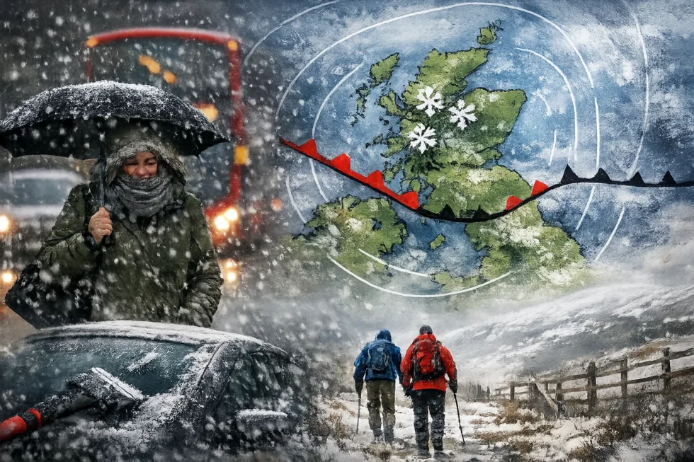 Wetter Schneefall affects Britain and Scotland on 4 January with snow in northern Scotland, widespread frost, black ice and travel risks across the UK, with practical safety and travel guidance.
