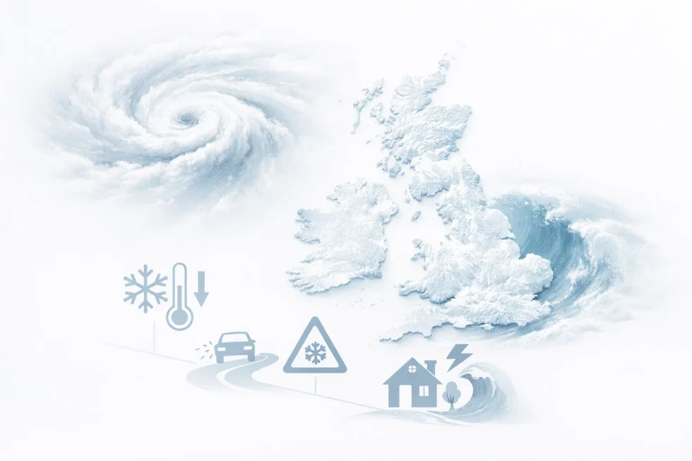 Storm Goretti hits the UK today 7 January with snow ice and wind as Met Office warnings cover Britain. Travel disruption, school closures and power cut risks are rising nationwide.