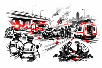 M60 crash closes key Manchester airport junction after multi-lane collision, triggering severe traffic disruption across Stockport and south Manchester as emergency services work at the scene.