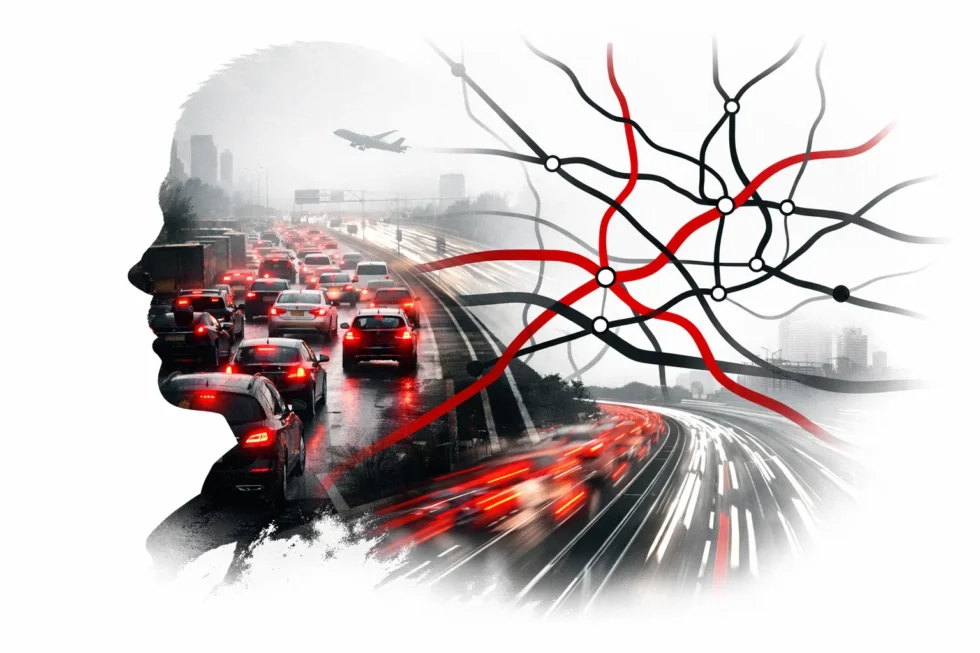 What is causing UK traffic chaos on A627(M), M4 Heathrow and delays near A99, A59 and A199