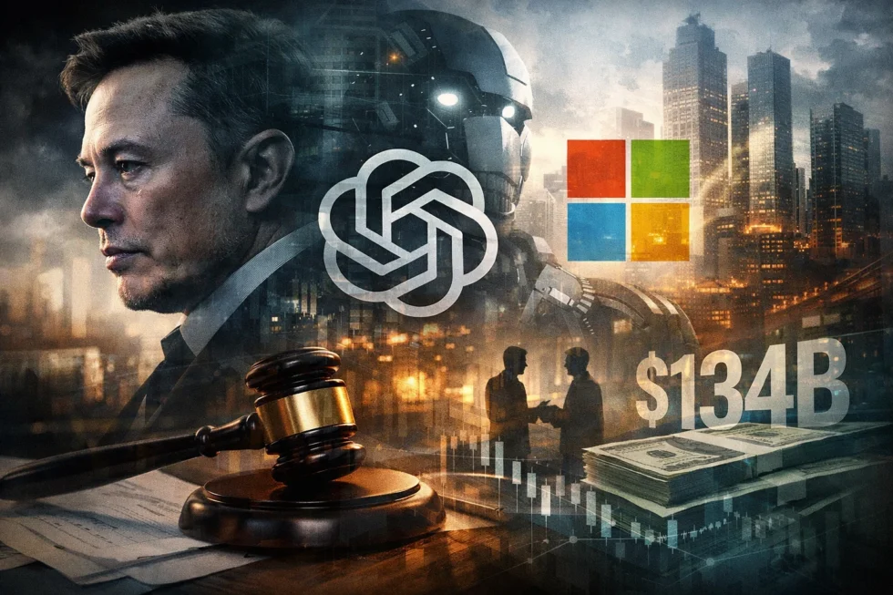 Elon Musk lawsuit targets OpenAI and Microsoft with $134bn compensation claim, alleging wrongful profits and breach of founding mission. Case heads to jury trial in April 2026.