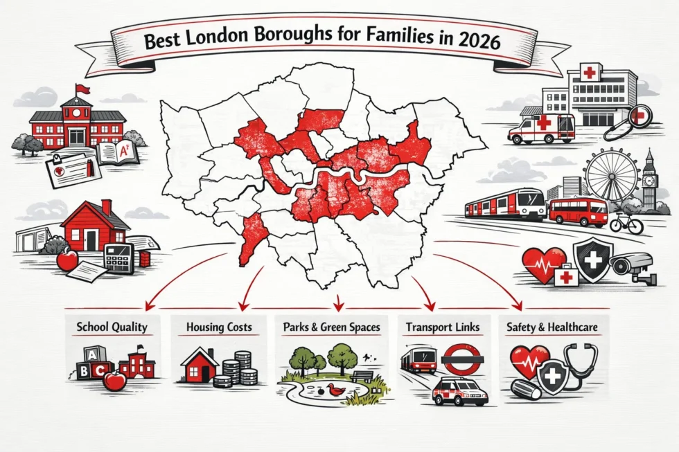 Discover the best London boroughs for families with children in 2026, comparing schools, safety, housing, and local amenities.