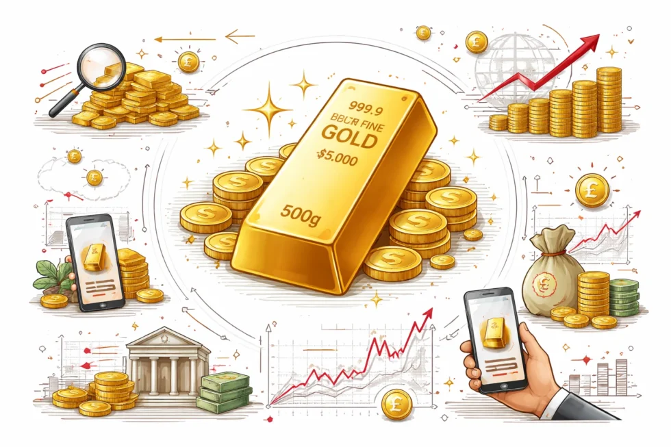 Gold price UK today: gold tops $5,000 as safe-haven demand jumps. Latest XAU/GBP levels, what’s driving the move, and practical UK buying checks on spreads, VAT, storage and risk.