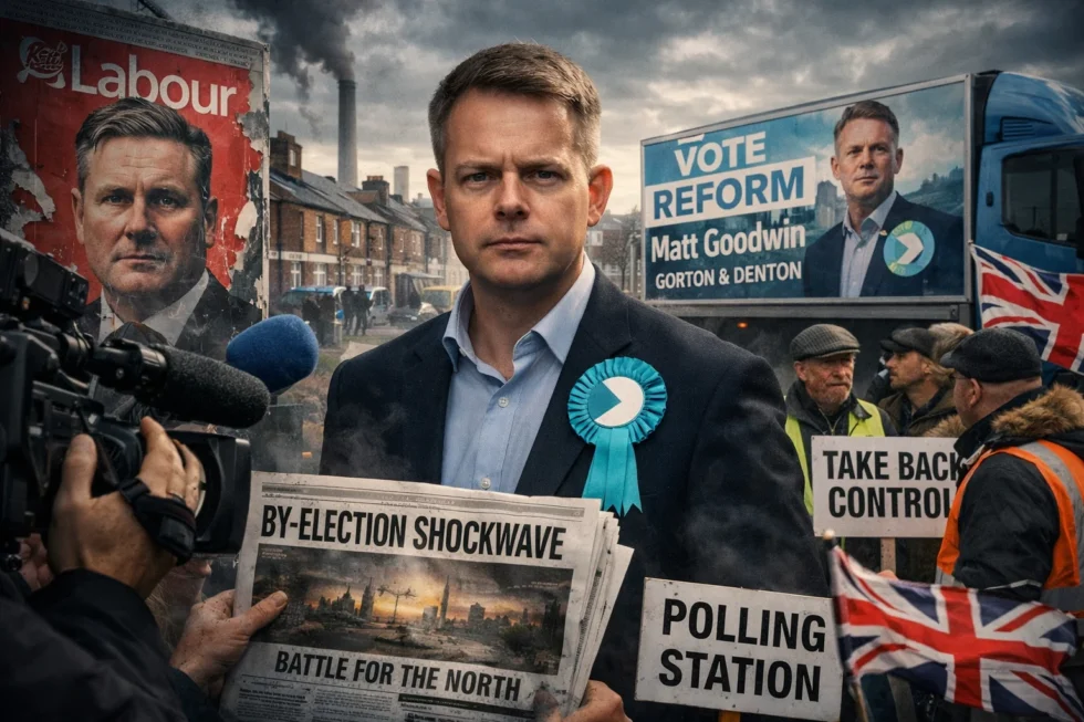 Reform UK has named Matt Goodwin as its candidate in the Gorton and Denton by-election, turning a Labour stronghold into a national test of protest voting, turnout risk and pressure on Keir Starmer.