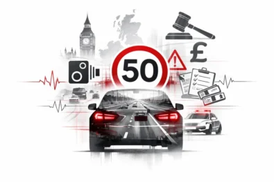 Why were UK motorway speed limits reduced to 50mph nationwide in January 2026? Who enforces it, what fines apply, and how long restrictions last.