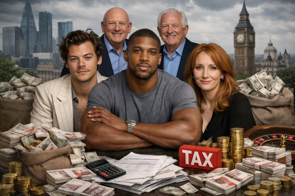 Betfred founders Fred and Peter Done top the UK biggest taxpayers list with £400.1m, as Harry Styles and Anthony Joshua feature in the Sunday Times Tax List of top UK taxpayers in 2026.