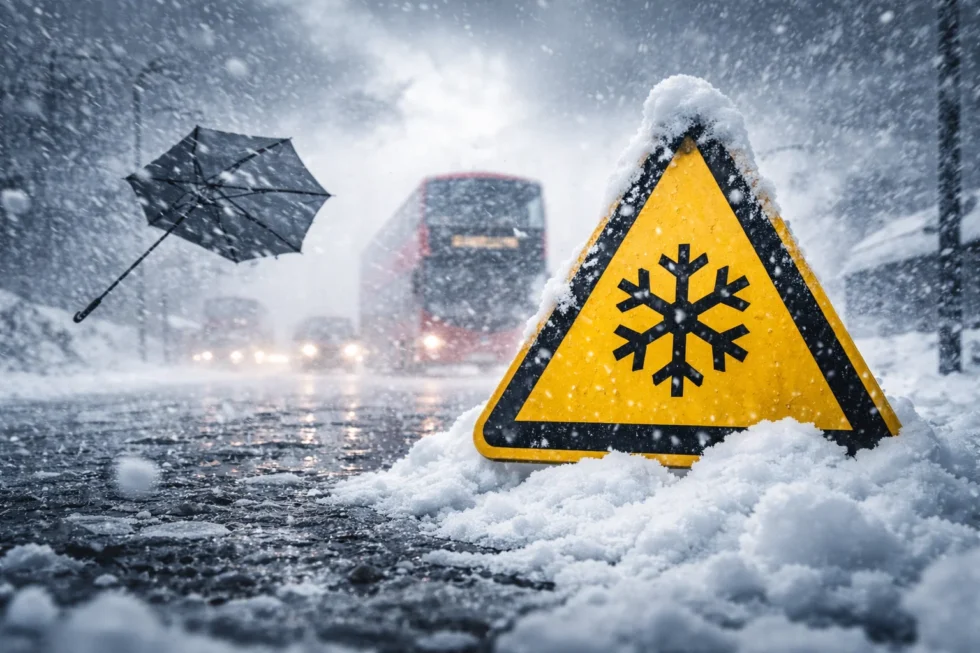Met Office weather warnings snow remain in force as London sees heavy rain and strong winds on 3 February 2026, raising travel disruption risks.