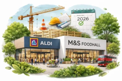 When will the new Aldi and expanded M&S Foodhall open at Kew Retail Park in South West London? Planning was approved in January 2026, but the official opening date has not yet been announced.
