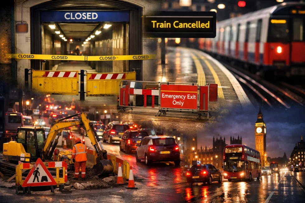 Transport for London warns of sustained transport disruption in London from 9–28 February, with Tube closures, skipped stations and rail changes affecting services through key hubs including Paddington, Westminster, Stratford, Earl’s Court, Whitechapel and East Croydon, alongside widespread roadworks impacting commuters, drivers and late-night travel across the capital.
