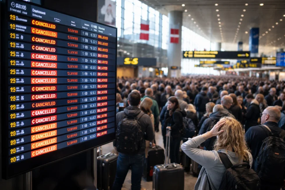 Copenhagen flight disruption today triggers Europe-wide travel chaos as 1,362 delays and 56 cancellations hit major hubs including London, Paris, Amsterdam and Madrid, stranding thousands of passengers.