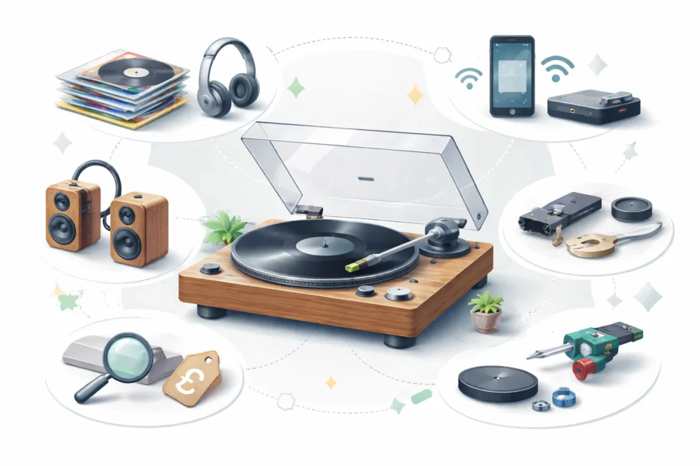 UK vinyl market 2026: how to choose a turntable without wasting money. Expert guide comparing belt and direct drive, cartridges, phono preamps, price ranges and common buying mistakes.