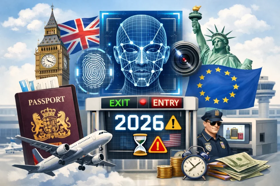 UK travel in 2026 faces biometric border checks, EU Entry Exit System rules, tighter US screening and higher costs. What British travellers need to know about new border controls and compliance.