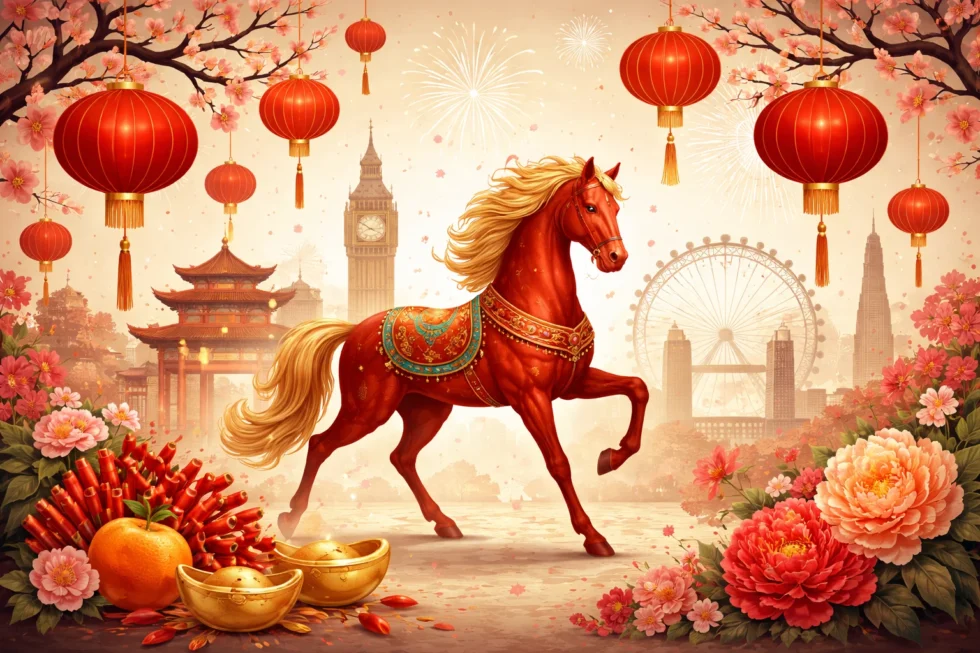 Chinese New Year 2026 begins on 17 February. London hosts major Lunar New Year events on 21–22 February across Chinatown, Trafalgar Square and Leicester Square, marking the Year of the Horse.