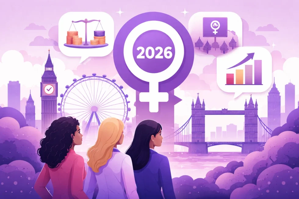 International Women’s Day 2026 in London and the UK: what happens on 8 March, gender pay gap statistics, women’s rights debates, safety reforms, business impact and key events across Britain.