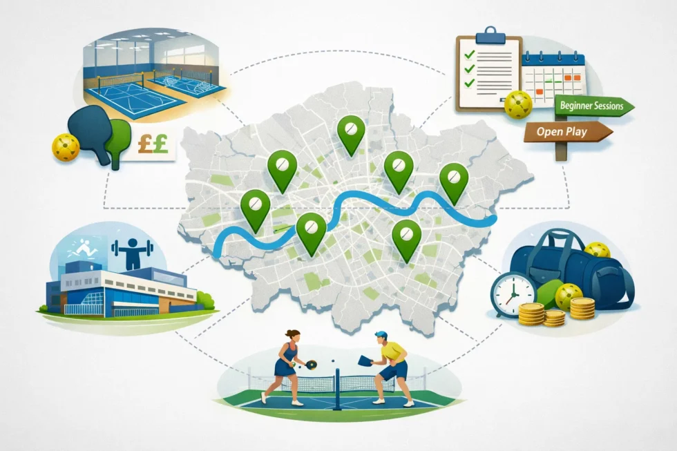 Pickleball in London explained: what the sport is, who invented it, rules, court size and where to play in London in 2026. Guide to pickleball venues, prices, equipment and why the sport is growing fast.