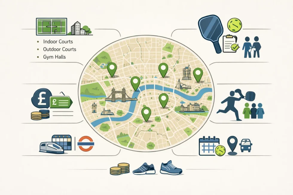 Pickleball in London explained: what the sport is, who invented it, rules, court size and where to play in London in 2026. Guide to pickleball venues, prices, equipment and why the sport is growing fast.