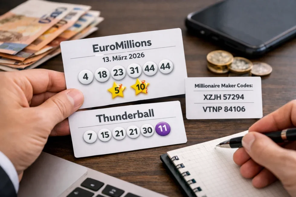 National Lottery EuroMillions results for Friday 13 March 2026: full winning numbers, Thunderball results and all UK Millionaire Maker codes. Check the official lottery draw results and jackpot details.
