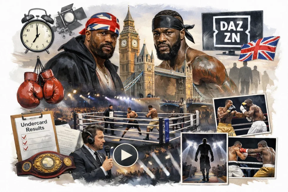 Boxing tonight UK: Chisora vs Wilder UK time London 5 April 2026, DAZN channel, ring walk time, fight time, undercard and boxing results tonight. Full guide to watch live in the UK.