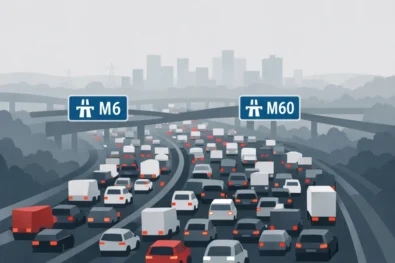 M6 and M60 traffic today on 8 April 2026 faces severe delays after incidents at Thelwall Viaduct and Eccles, with queues, lane closures and disruption across the North West motorway network.