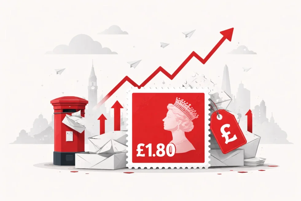 Royal mail price increase pushes UK stamp costs to £1.80 as delivery targets are missed, service concerns grow and pressure builds on postal reliability