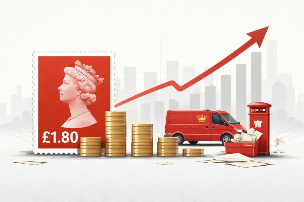 Royal mail price increase pushes UK stamp costs to £1.80 as delivery targets are missed, service concerns grow and pressure builds on postal reliability