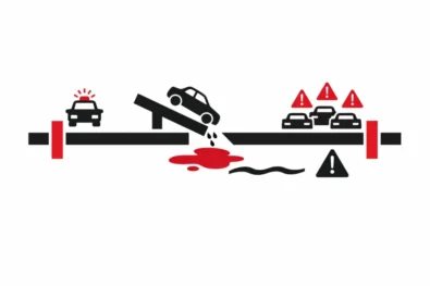 M1 traffic disruption after M1 crash live motorway closed both ways near Leicester as car comes off bridge causing fuel spill, severe delays and police led incident between J20 and J21