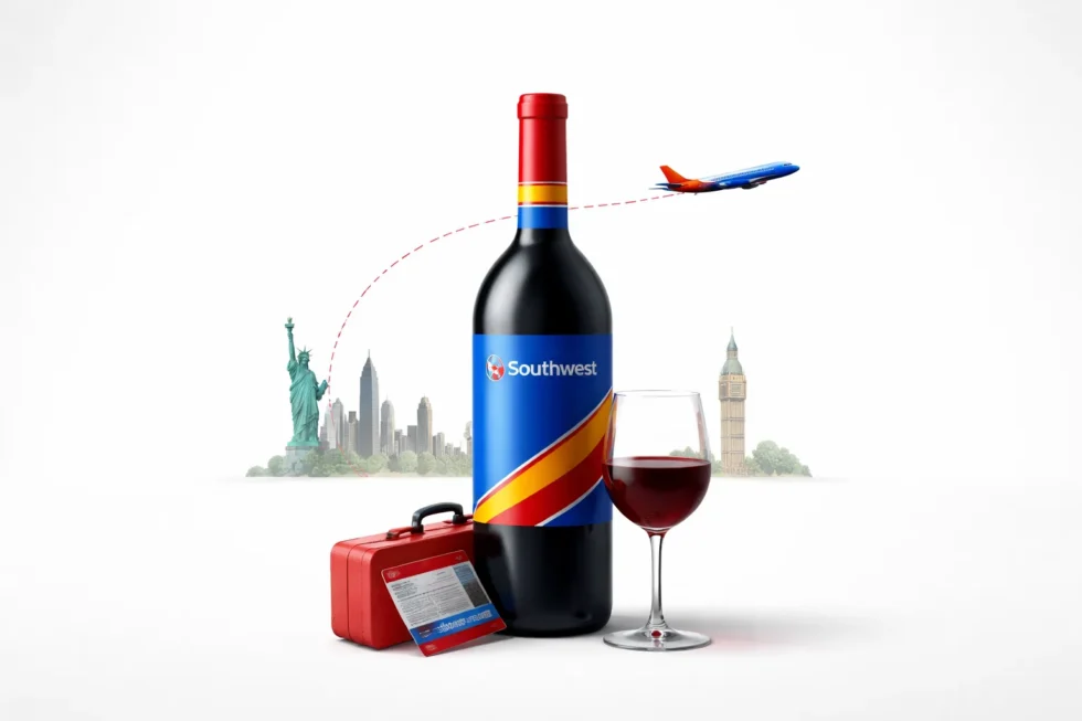Southwest Airlines launches Sip and Ship wine programme with Santa Rosa routes from April 2026 but does not fly from London, requiring UK travellers to connect via US cities