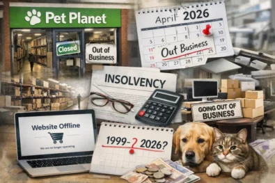 Pet Planet enters administration as the Livingston-based online retailer founded in 1999 collapses after more than 26 years, with Companies House confirming insolvency filings in April 2026.