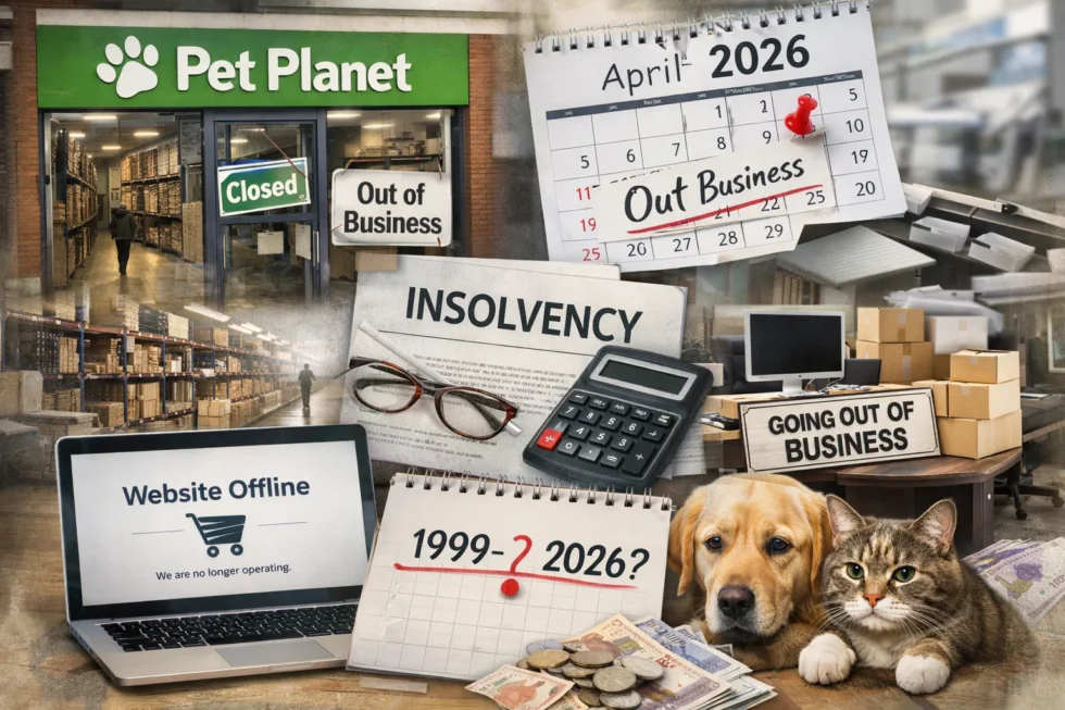 Pet Planet enters administration as the Livingston-based online retailer founded in 1999 collapses after more than 26 years, with Companies House confirming insolvency filings in April 2026.