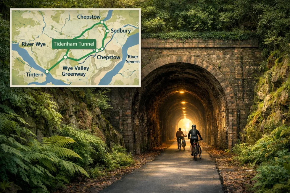 Tidenham Tunnel reopening 2026 near Chepstow with exact coordinates, opening times, travel from London, access rules, Wye Valley Greenway route, bat protection and visitor guidance.
