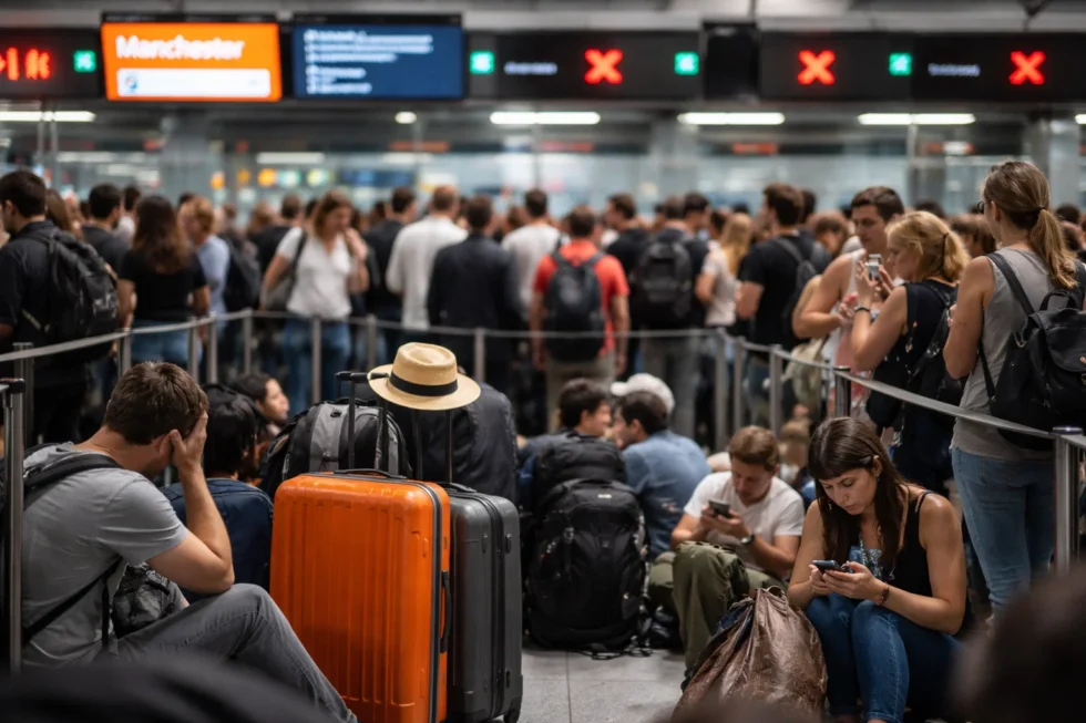 easyjet Milan passengers stranded as 100 miss Manchester flight after 3-hour queues at Milan Linate Airport. Border control delays and EES checks disrupt UK-bound travel.