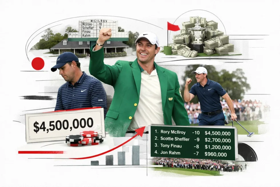 In 2026 at Augusta National Rory McIlroy won the Masters, earning $4.5M, beating Scheffler by one shot, with a $20M purse and full Masters 2026 results and payouts